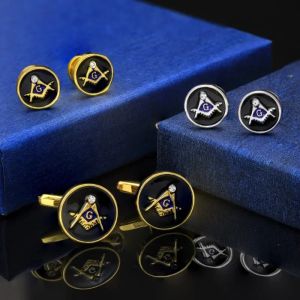 Links Freemason Cross Circular Olio che cade gemelli in metallo Business Shirt French Button Accessori per abiti da uomo e da donna