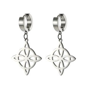 Earrings LIKGREAT Witch Knot Painless Ear Clip Earrings For Women Men Celtic Knot Cross Amulet Punk Stainless Steel Drop Earrings Jewelry