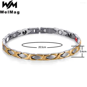 Bracelets de charme WelMag Healing Fir Magnetic Titanium Bracelet for Women Energy Bio Biológica Ion Negative germânio Homme em