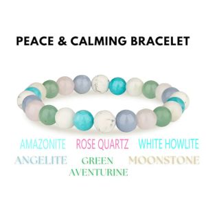 Strands Paz de bracelete calmante angelite rosa quartzo moonstone verde aventurina uu