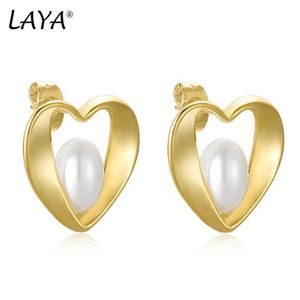 Charm Vintage Pearl Brass Heart Earrings For Women Gold Color Geometric Chic Stylish Dangle Stud Earrings Fashion Jewelry New Trend Y240423
