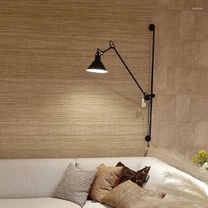 Wall Lamp Retractable Lifting Lamps Rotatable Long Arm Rocker LED Nordic Minimalist Home Decor Bedroom Living Room Lights