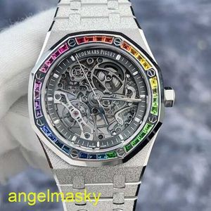 Ladies 'AP Armband Watch Royal Oak Serie 15412BC Frost Gold Original Diamond Rainbow Double Swivel Automatic Mechanical Mens Watch 41mm