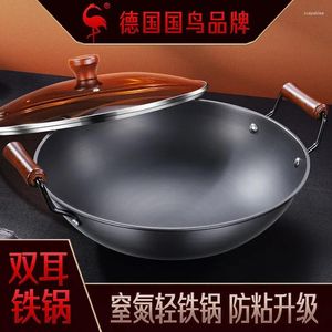 Kastpannor gjutjärn matlagning kruka non stick wok pan köksredskap hem obelagda stekkrukor och kökstillbehör