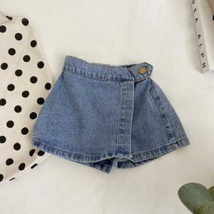 Shorts 2024 Summer Girls denim Skirt Kids Sweet Sport Dress Pants Children Elastic Waist Jeans 2-7Y H240423