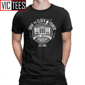 Armband tillbaka till framtiden Save Clock Tower Vintage T -shirt Men kläder tryck tees bomull runda krage tshirts