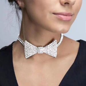 Kolyeler Lüks Parlayan Rhinestone Yay Kolye Kadın Moda Takımı Karnaval Partisi Köfe Kbone Zinciri Kolye Sevgililer Günü Hediyesi