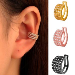 Örhängen 1pc hiphop cool non pierced örhängen premium design vit zirkon öronklippörhängen för kvinna öron rostfritt stål smycken 2023