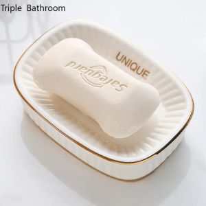 Блюда Light Luxury Ceramics Soap Box Double Sloer Jouring Soap Packaging Accessories Accessories Kitchen Horroom Organizer Организатор