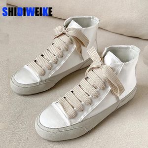 Casual Shoes High Soled Flat for Women's White Top School Silk Sneakers Women AD1262