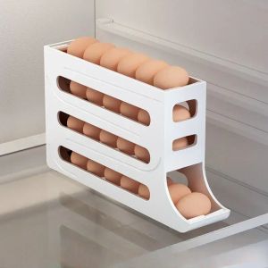 Die Racks füllen automatisch Eierkühlschrank -Eier -Rack -Rack -Rackaaven, stapelbar, mit integrierter Lagerung für Kühlschranktüren.