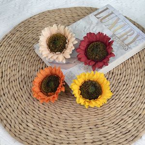 Girassol simulado Europeu Latin Artificial Flor Head Sunflower Style Rural Photography Props Decoração de casamento