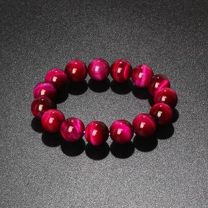 Bangle Lightning Rose Red Tiger Eye Armband Män 614mm Natural Energy Stone Pärlor Reiki Healing Armband för kvinnliga smycken Pulseras