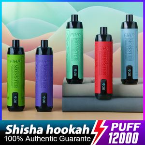 Oryginalny potwór fihp shisha hookah puff 12k 15k 10k 9k Vapes jednorazowe puff 12000 15000 10000 9000 Vapers ładowalne bateria bateria Pufor Vaper Wyświetlacza Puchy Vape