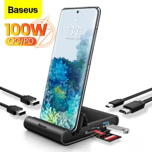 Hubs Baseus Docking Station USB C Hub till 4K HDMicompatible USB 3.0 PD 100W Fast Charger för Samsung S22 S20 DEX Telefon Dock Station