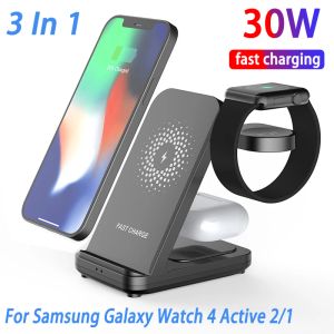 Ładowarki 30W 3 na 1 stojak do ładowarki bezprzewodowej dla iPhone'a 14 13 12 x Samsung S22 S21 S21 Apple/Galaxy Watch Airpods Szybkie stacja dokująca