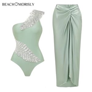 2024 Womens Badeanzug Pequin Leaf Stickerei Badeanzug Sarong Twomine Ceolle Beachwege Badeanzug Bikini 240412