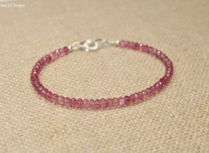 Strängar rosa turmalinarmband, rosa turmalinsmycken, oktober födelsesten, ädelstensmycken