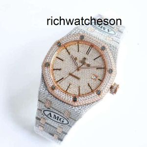 AP Menwatch feminino Luxo DiamondEncrusted Designer Full Diamond Watch Ice Aps Out Men Watch Ap Menwatch E0Y3 Movimento mecânico automático Uhr Crown Bu