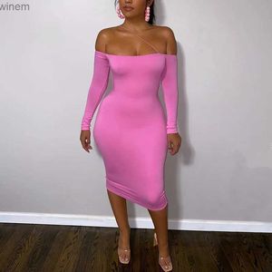 Urban Sexy sukienki 038 jedno ramię bez pleców midi sukienki seksowna różowa sukienki panie czarne szczupłe bodycon impreza 2404