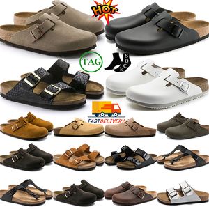 Boston Clogs tofflor designer sandaler glider spänne kork kvinnor mens mayari clog kork sommar läder huvud drag glid platt clog casual plattform strandskor