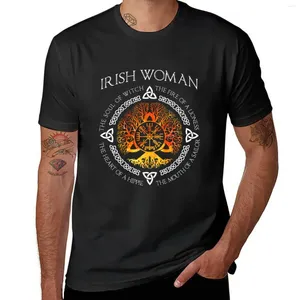 Tanques masculinos tampas nórdicas Viking Yggdrasil Awe Tree of Life Mulher irlandesa Shieldmaiden vegvisir T-shirt