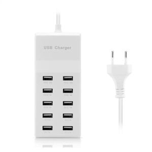 Hubs Yasoko 10 USB Charger Station Splitter 60W Mobiltelefonladdare Hub Smart IC Charge Universal för iPhone Samsung Mp3 -surfplatta etc.