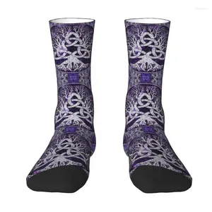 Men's Socks Tree Of Life With Triquetra Amethyst Dress For Men Women Warm Fashion Crew