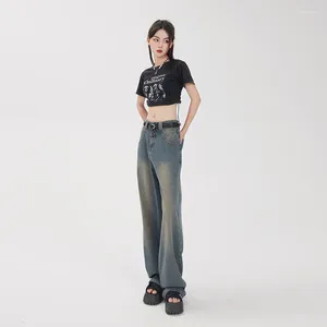 Jeans femminile retro stella mobile femmina e modelli autunnali in vita alta elette sottili a grano sottili pantaloni gambe larghe