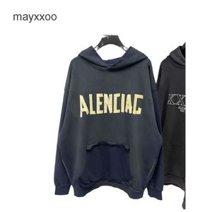 버전 후드 Balencigs 디자이너 까마귀 가족 남성 패션 패션 24SS 높은 새 테이프 레터 인쇄 후드가있는 캐주얼 느슨한 남자 여자 iub7