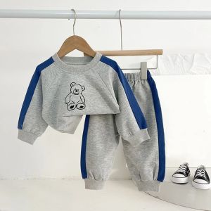 Set primaveri e autunno abita da bambino per bambini con la stampa casual fumetti pullover ragazzi lunghi pantaloni per la felpa 2pcs