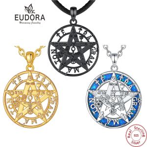 Colares Eudora 925 Sterling Silver Pengrama Pingente para Man Women 18K Opal Opal Tetragrammaton AMULET Colar Jewelry personalit