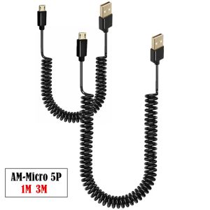 Accessoires Micro USB 5Pin Männlich zu USB 2.0 Männlichem Spiralspiralen Coiled Adapter Cable Feder Feder Telescope Verlängerungsdraht für Daten Synchronisation Ladegerät