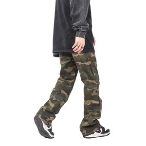 24SS Projektant retro luźne kamuflaż kombinezon amerykańska prosta noga męska i damska marka mody Latging Pantging High Street Fashion Men's Casual Pants