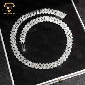 Hip Hop Rapper Style Moissanite Silver 925 Necklace Iced Out Cuban Chain 8mm 10mm 12mm 14mm Fashion Moissanite Cuban Link Chain