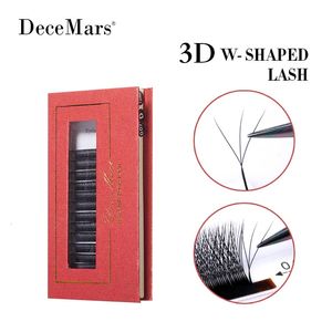 DeceMars 3D WShaped Eyelashes s 3 Tip CD Curl High Quality Idividual Lash 240407