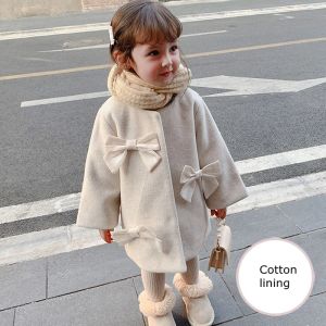 Płaszcza dziewczynka jesienna ubrania zima kurtka dla dzieci wełniana płaszcz Koreańska odzież wierzcha