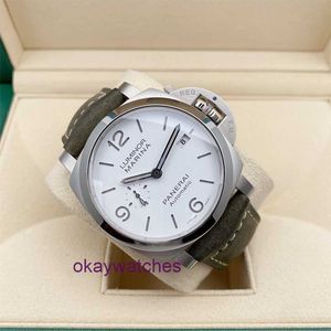 Pannerai Watch 럭셔리 디자이너 44mm 루미노 화이트 다이얼 PAM01314 자동 기계 남성 손목 시계 세트