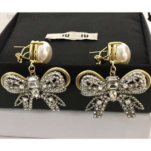 Luxury Mui Mui Earring Designer Earring For Woman Heart Earring Miao Families New Big Bow Pearl Ear Stud Clip for Women With A High Grade Feeling Light Luxury and Colorfu