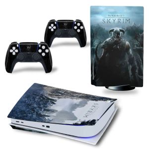 Stickers SKYRIM Skin Sticker Decal Cover for PS5 Disk Edition for PS5 Game Console and 2 Controllers PS5 Skin Sticker #3752