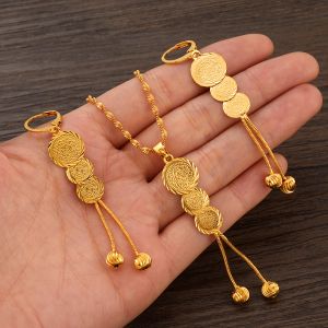 Colares Dubai Gold Color Colar Gruting Mulheres Party Gift Jewelry Sets Charms Girls Kid Jewelry