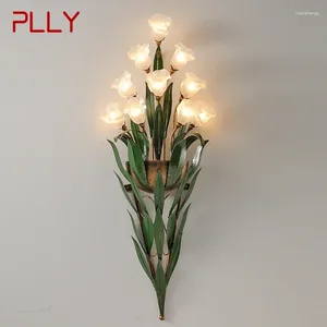 Lampy ścienne Plly American Style Lampa wiejska francuska Pasteral LED Creative Flower salon sypialnia Dekoracja domu