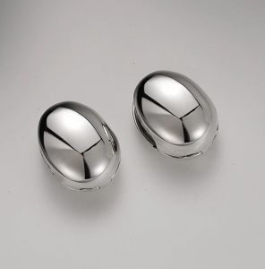 Clips S925 Pure Silver Ear Stud Perforated Ear Buckle Simple Large Glossy Surface Water Drop Egg Surface Ear Buckle Exquisite Jewelry