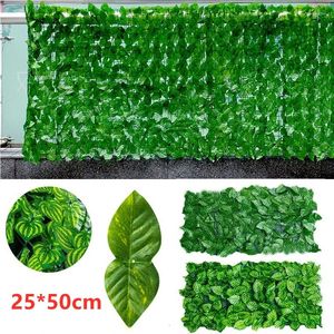 装飾的な花2 PCS 25x50cm緑の人工植物壁パネルdiy芝生ウェディングホームガーデン装飾造園背景草