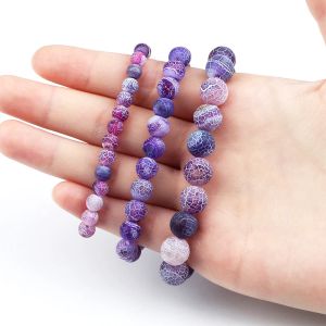 Strands cazibe erkek kadın bilezik 6 8 10mm mor siyah doğal yıpranmış taş boncuk bilezikler klasik yoga elastik pulsera takı hediyesi