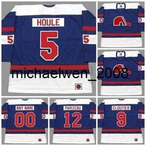 Kob Weng Custom Vintage Nordiques 1973-74 Wha Hockey Jersey＃5 Rejean Houle＃30 Richard Brodeur＃21 Bernier