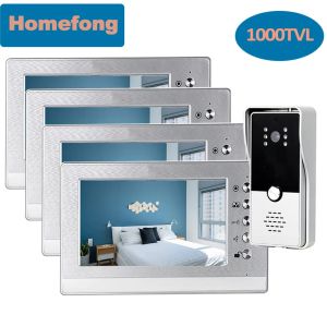 Doorbyls Homefong 7 inç kablolu video intercom ev sistemi video kapı telefonu kapı zili kamera kilidi gün gece 2/3/4 monitörler çoklu