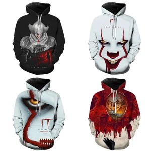 Amerian New Horror Movie Chapter Two 3D Hoodies Men Women Casual Sweatshirts It Pennywise Cosplay Chucky Sweatshirt 201020