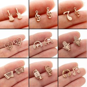 Stud Earrings Mini Music Note Stainless Steel Lovely Small Ear Studs For Women Charm Musical Instrument Earring Jewelry Gift