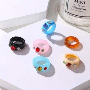 Cluster Rings Vintage Colorful Mood Resin For Women Unique Statement Acrylic 2021 Trend Crystal Plastic Jewelry Accessories1184992